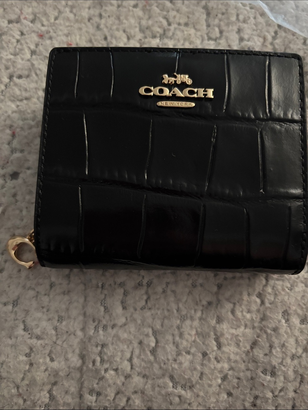 Coach snap wallet black croc NEW gold hardware - Picture 4 of 7